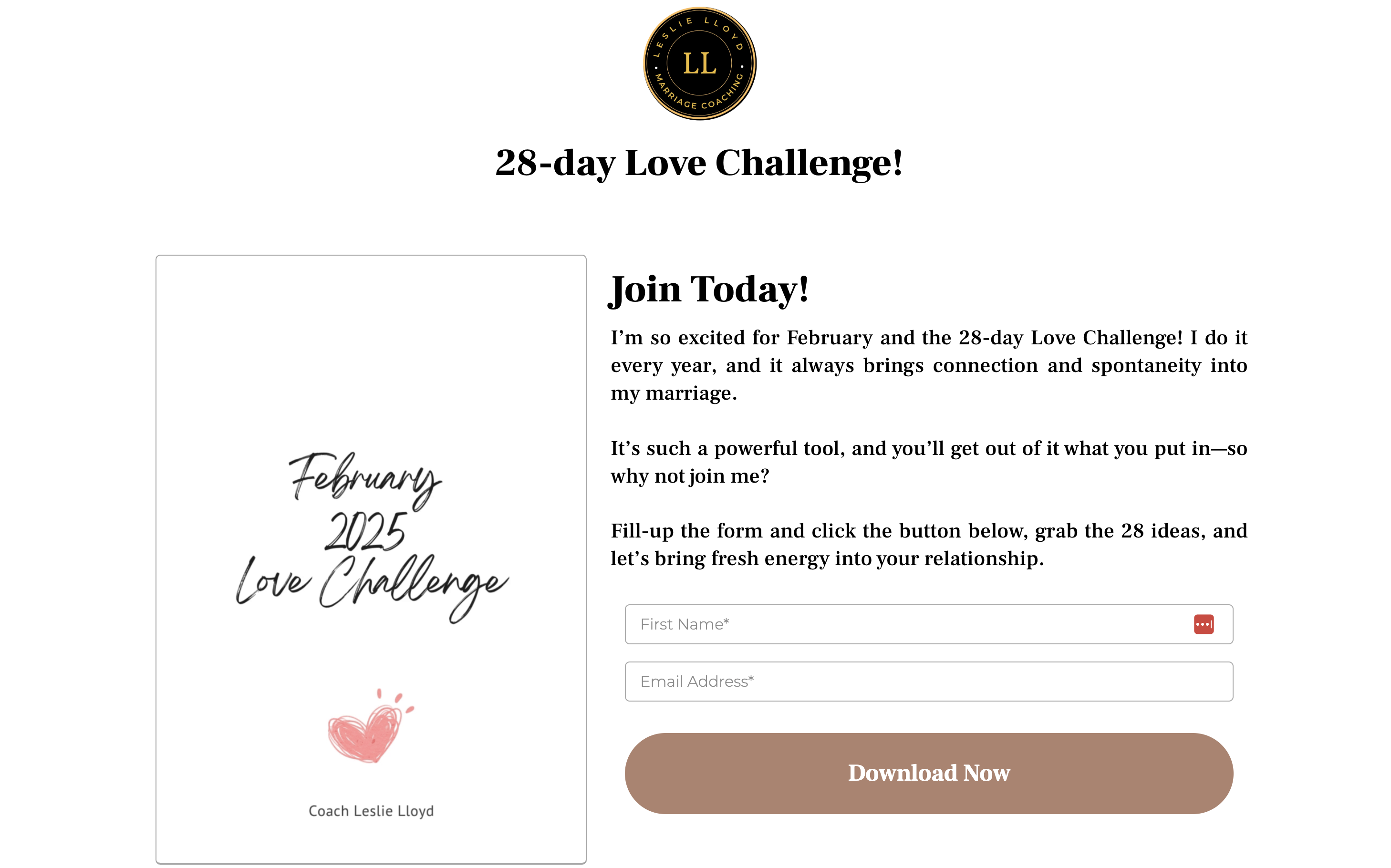 Leslie Lloyd Coaching February Love Challenge